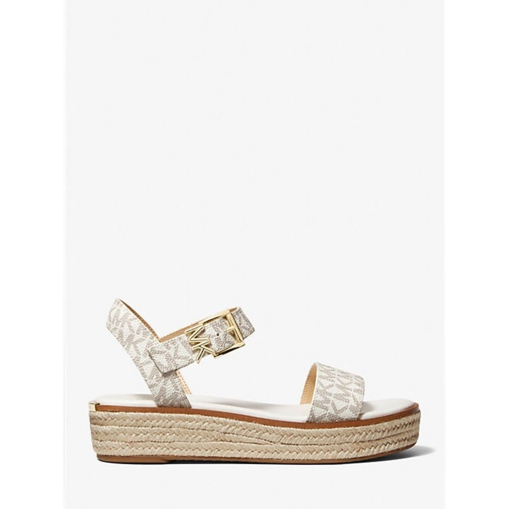 NEW NIB MICHAEL KORS Richie Signature Logo Platform Espadrille Sandal Size 9.5M